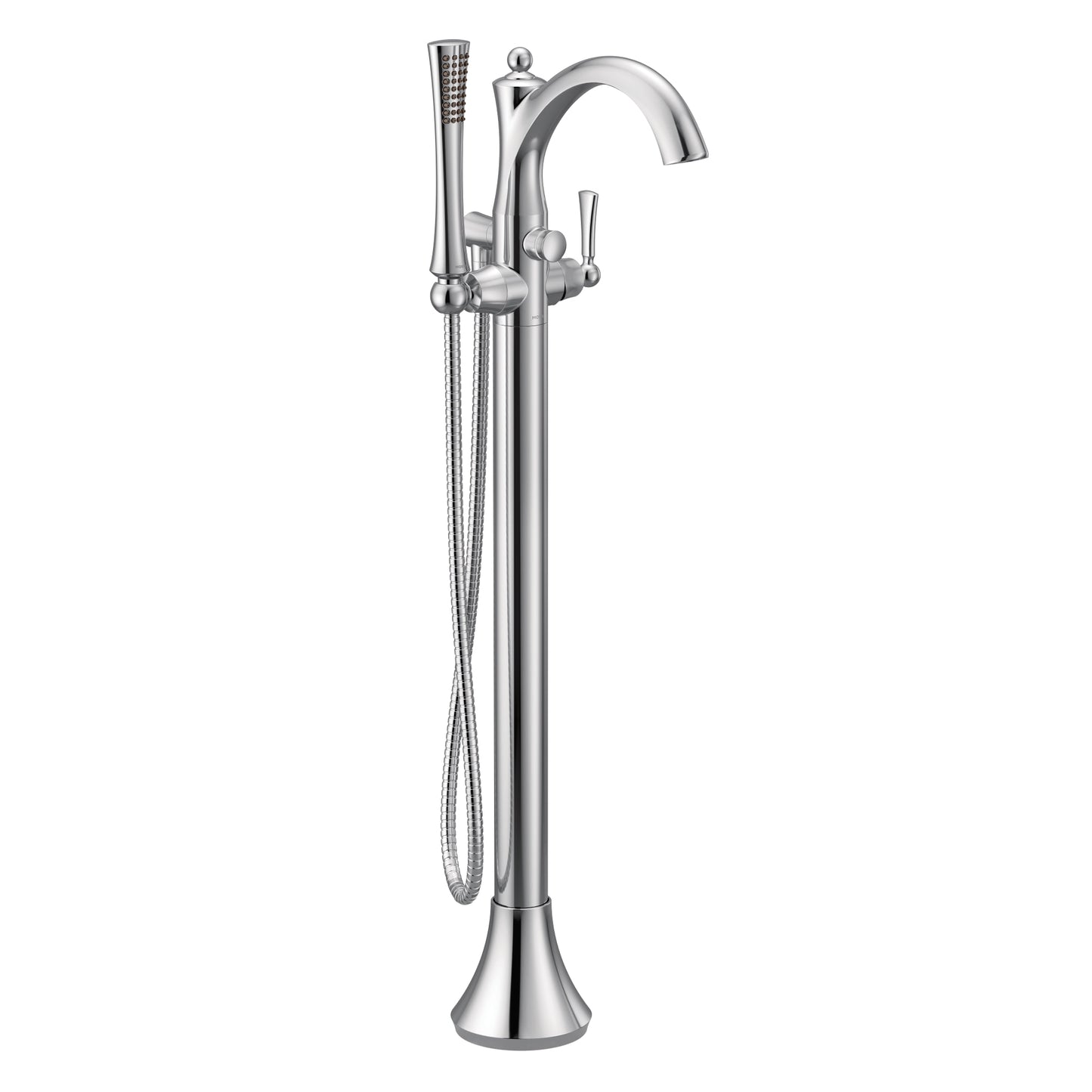 Moen WYNFORD® Chrome freestanding tub filler with hand shower