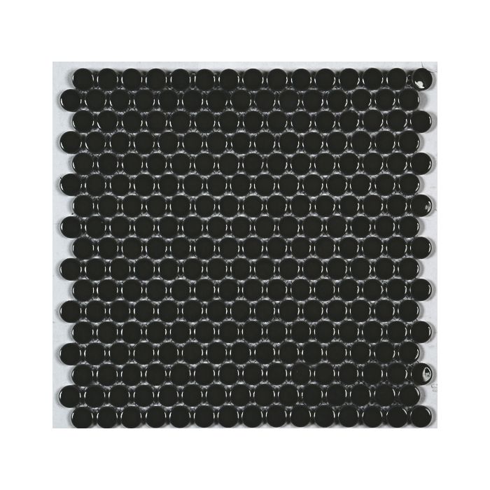 PENNY ROUND 3/4-inch Black glossy mosaic floor / wall tile