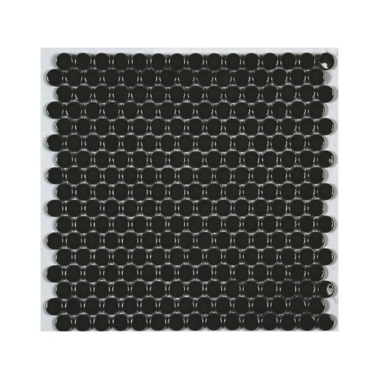 PENNY ROUND 3/4-inch Black glossy mosaic floor / wall tile