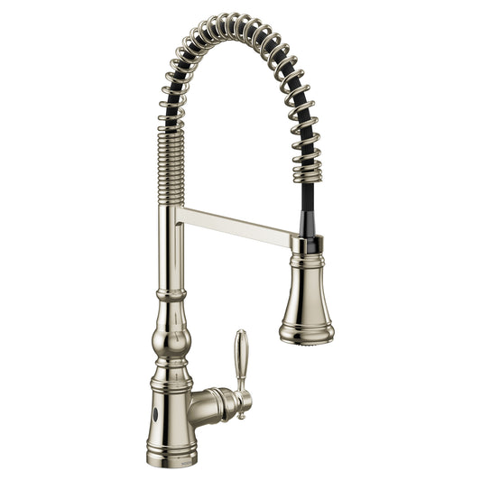 Moen WEYMOUTH Polished Nickel touchless spring pulldown kitchen faucet