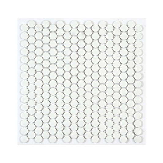 PENNY ROUND 3/4-inch White matte mosaic wall / floor tile