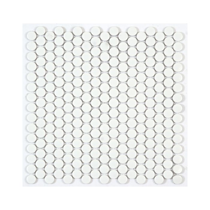 PENNY ROUND 3/4-inch White glossy mosaic floor / wall tile