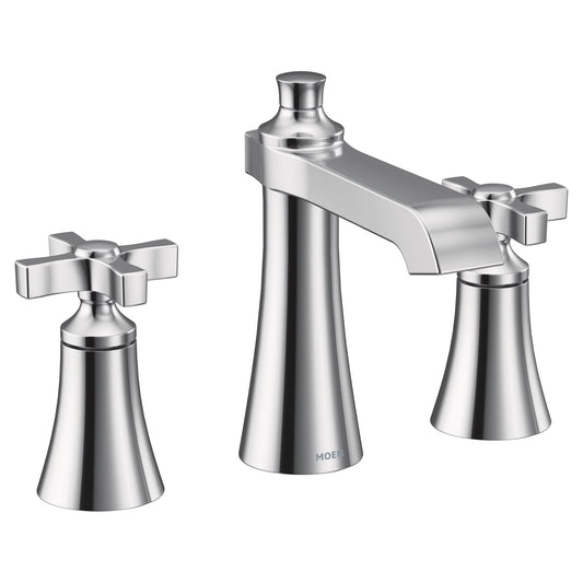 Moen TS6985 | FLARA chrome widespread vanity faucet - X handle