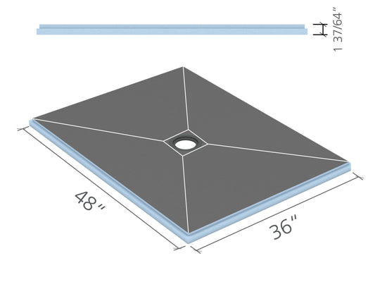 wedi® 36 x 48 Fundo® shower tray - centre drain