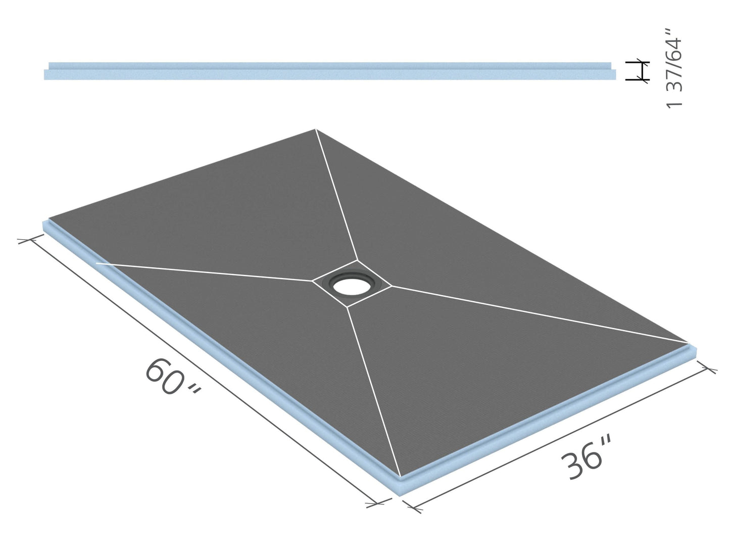 wedi® Fundo® Primo 36 x 60 shower tray - centre drain