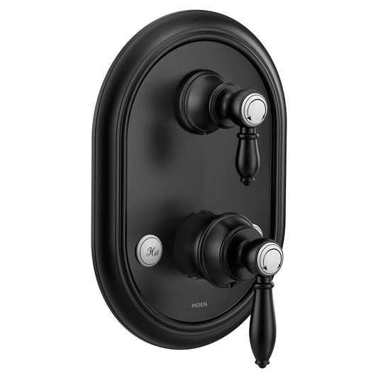 Moen UTS4311BL | black Weymouth M-Core 3-Series integrated transfer valve trim