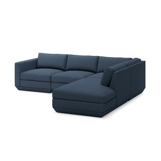 Gus* Modern PODIUM 4PC Lounge Sectional A | Right - Hanson Navy