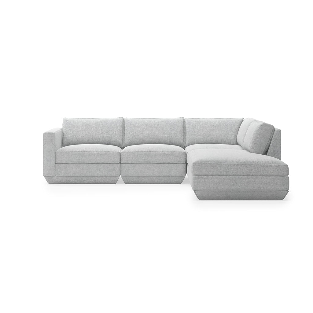 Gus* Modern PODIUM 4PC Lounge Sectional A | Right - Bayview Silver