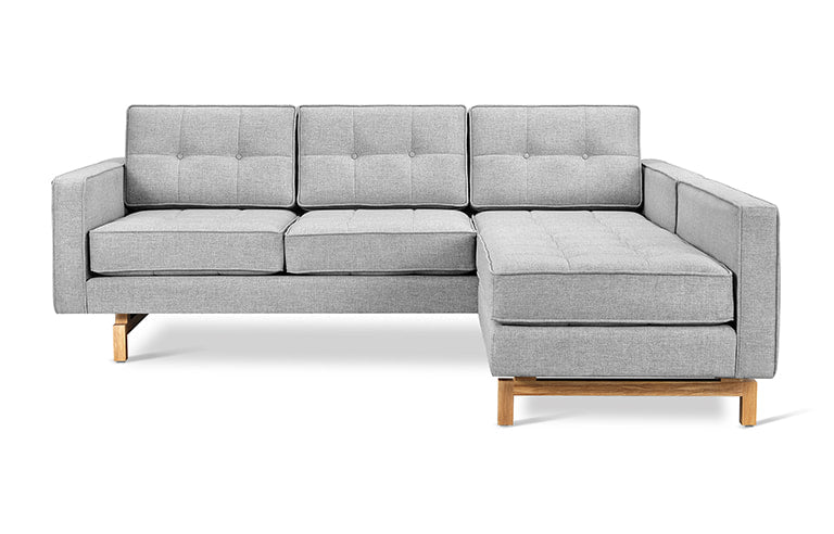 Gus* Modern JANE 2 Bayview Silver loft bi-sectional sofa with Natural Ash base