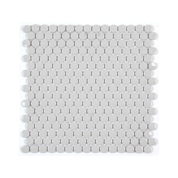 PENNY ROUND 3/4-inch Porcelain Tender Grey glossy mosaic floor / wall tile