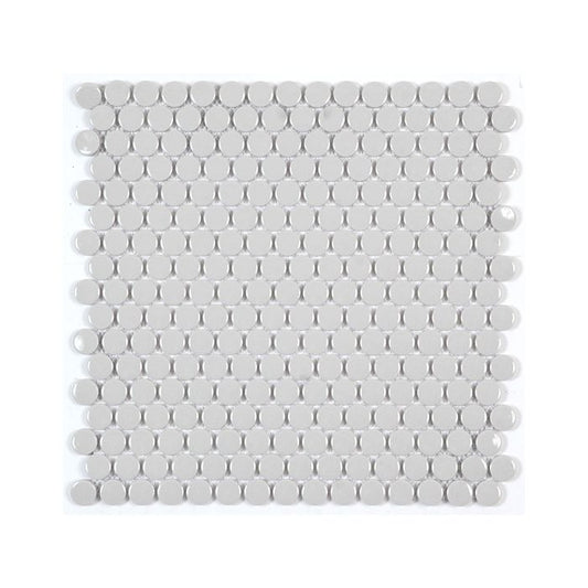 PENNY ROUND 3/4-inch Porcelain Tender Grey glossy mosaic floor / wall tile