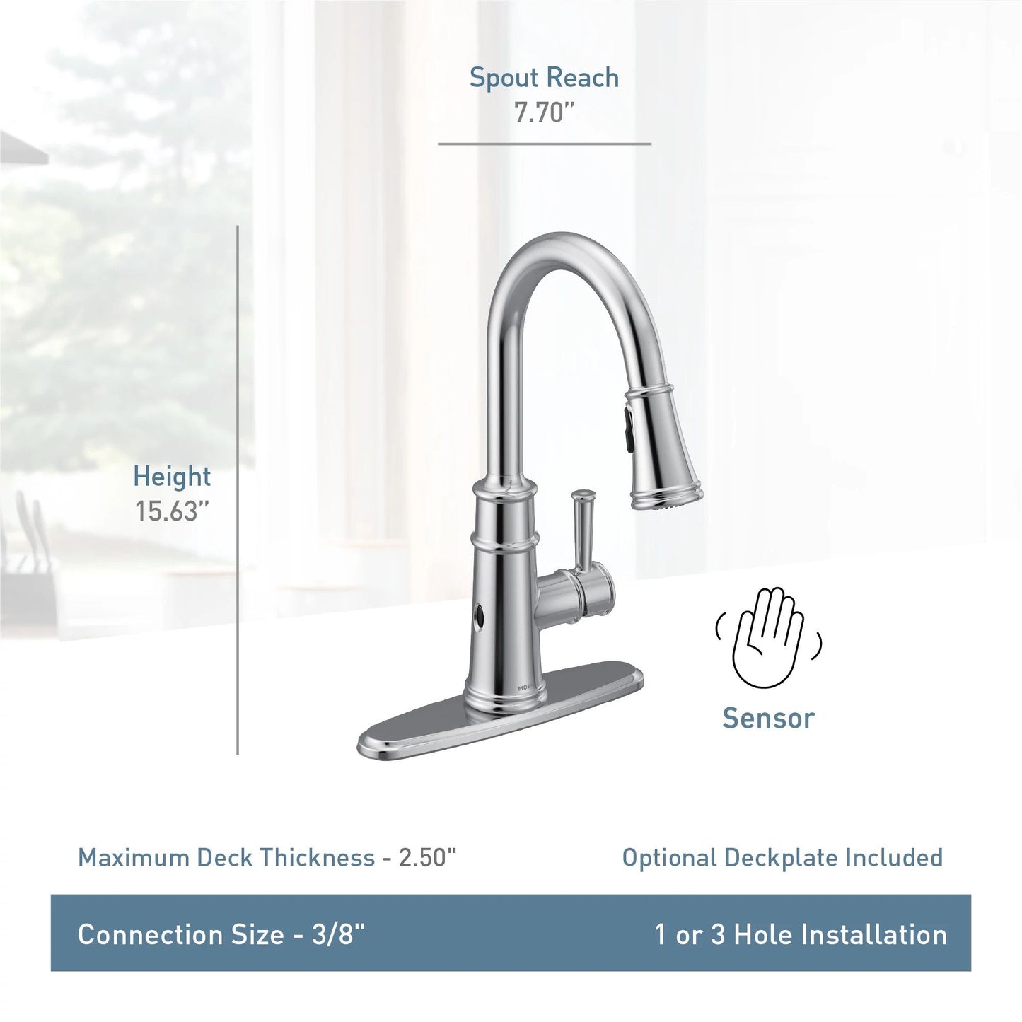 Moen BELFIELD™ Matte Black hands-free kitchen faucet