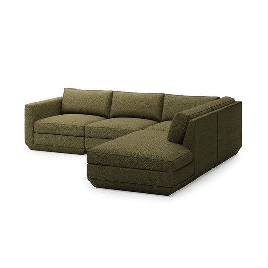 Gus* Modern PODIUM 4PC Lounge Sectional A | Right - Copenhagen Terra