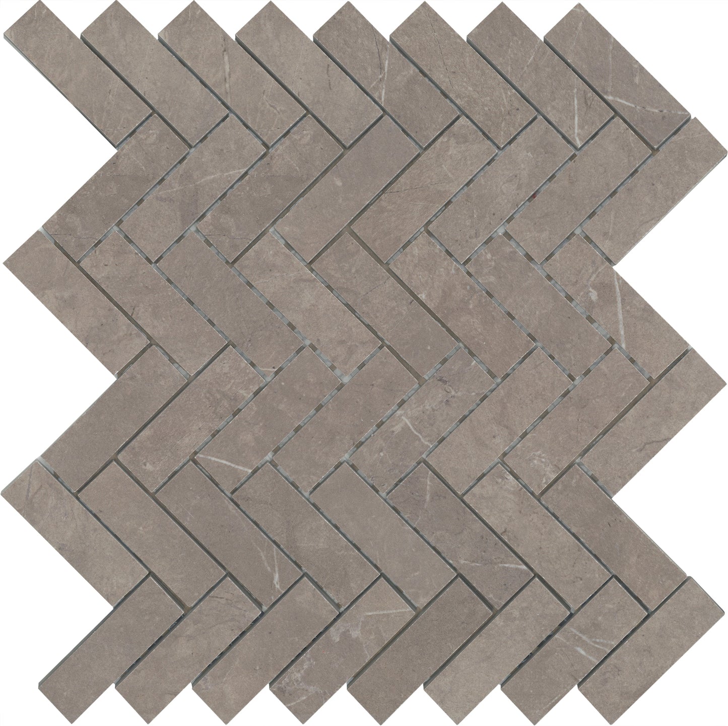 ETERNA Medium Grey 1 x 3 mosaic herringbone matte tile