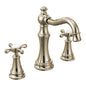 Moen TS42114NL | WEYMOUTH polished nickel widespread vanity faucet - X handle