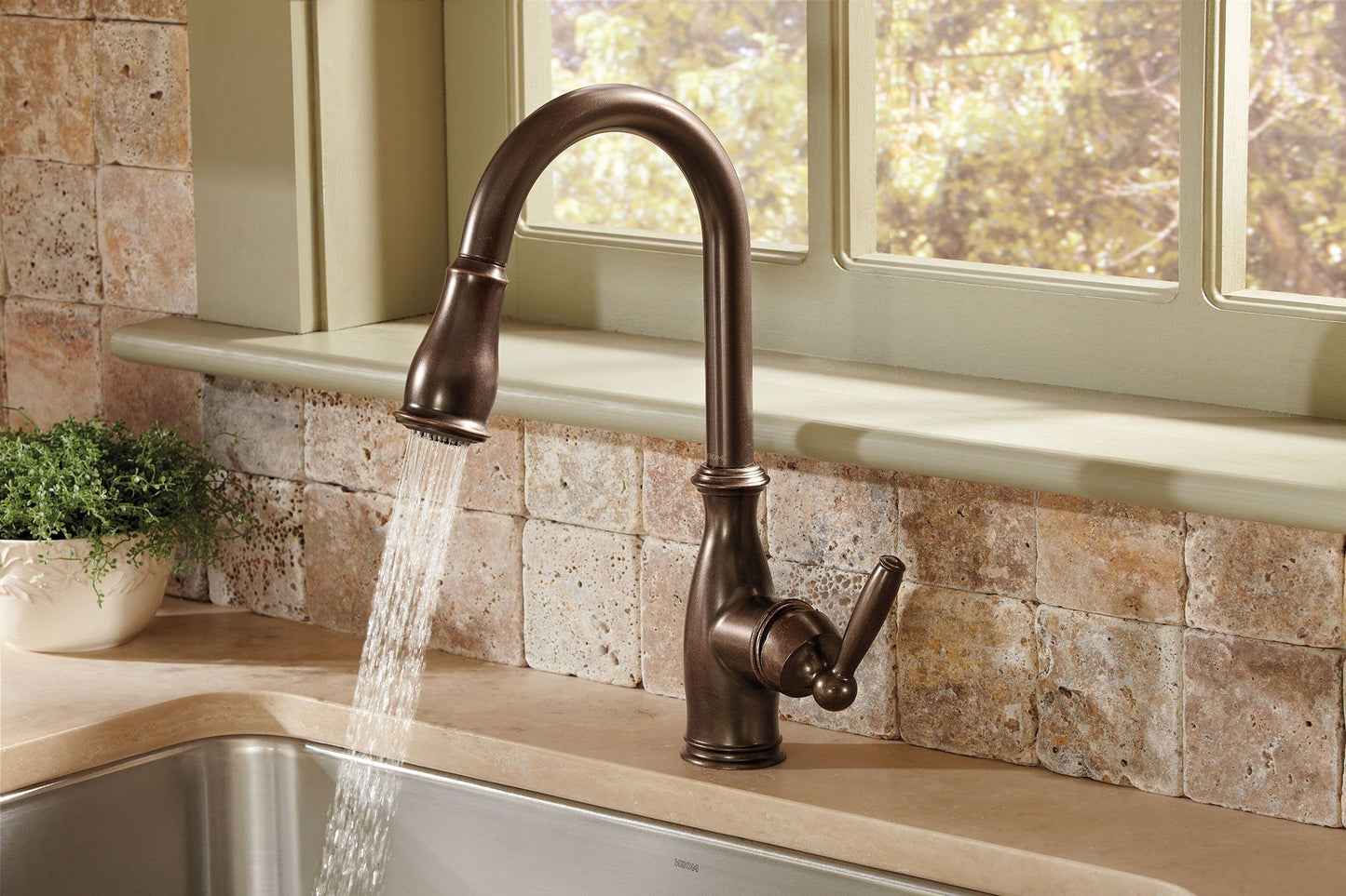 Moen BRANTFORD®  Oil Rubbed Bronze pull-down kitchen faucet