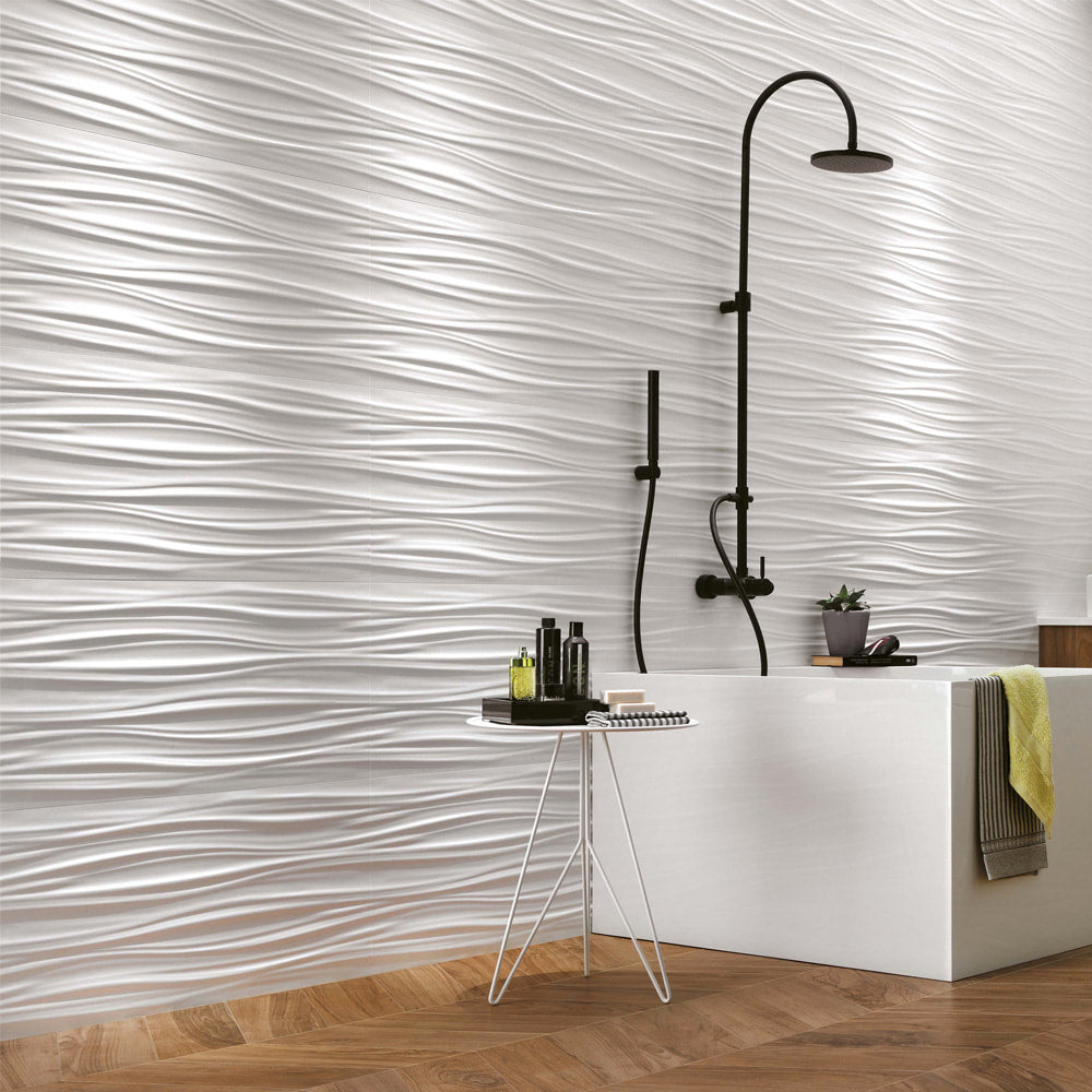 3D WALL DESIGN Ribbon White 16 x 32 matte wall tile