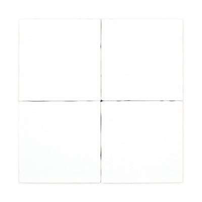 Crisp White 4.5 x 4.5 zellige style ceramic wall tile