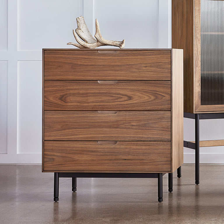 Gus* Modern MUNRO Classic Walnut four-drawer dresser