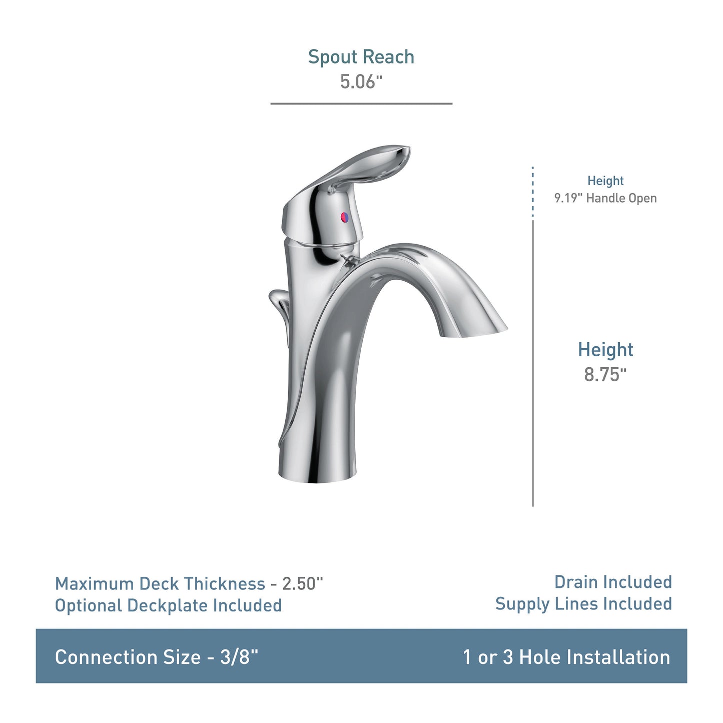 Moen EVA Chrome single handle vanity faucet