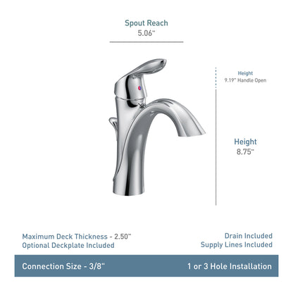 Moen EVA Chrome single handle vanity faucet