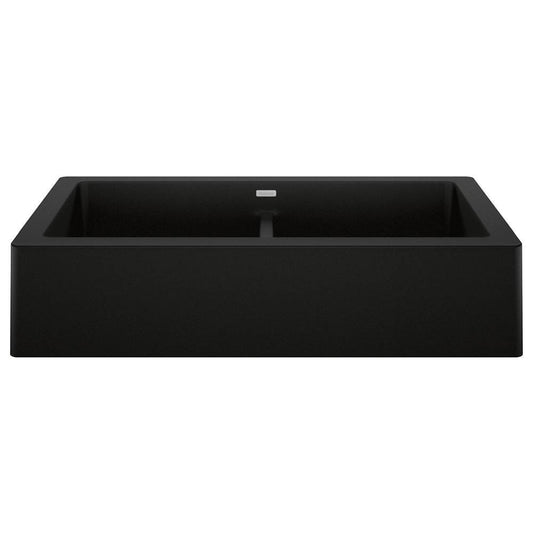 Blanco VINTERA 33 Coal Black Silgranit low divide double farmhouse kitchen sink