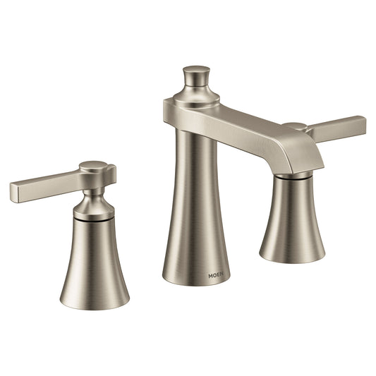 Moen TS6984BN | FLARA brushed nickel widespread vanity faucet