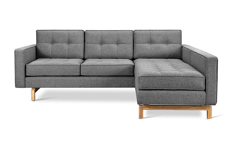 Gus* Modern JANE 2 Parliament Stone loft bi-sectional sofa with Natural Ash base