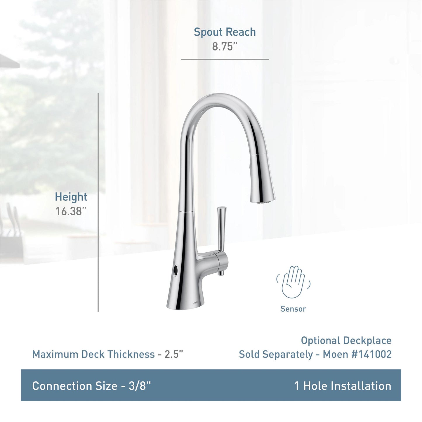 Moen 9126EWC | chrome KURV hands-free kitchen faucet