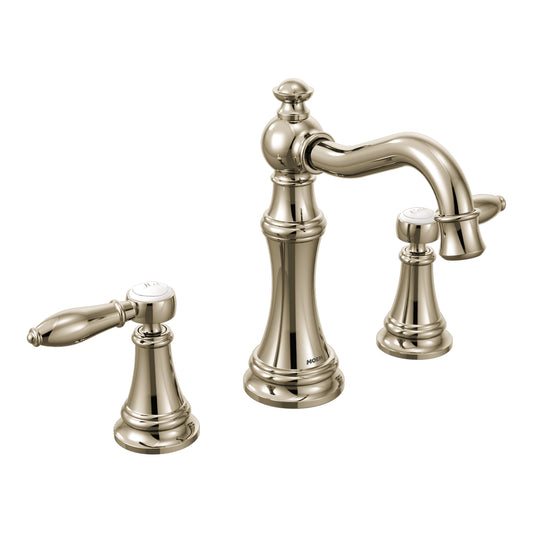 Moen TS42108NL | WEYMOUTH polished nickel widespread vanity faucet