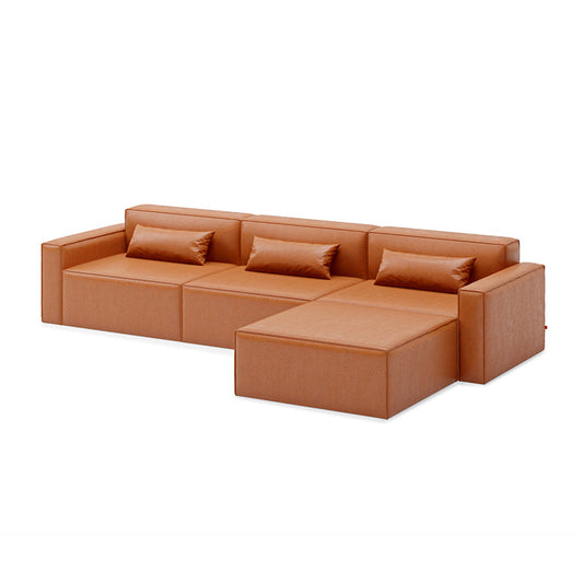 Gus* Modern MIX MODULAR Vegan Appleskin Leather Cognac 4pc sectional