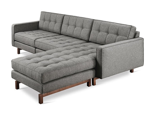 Gus* Modern JANE 2 Parliament Stone bi-sectional sofa with Walnut base