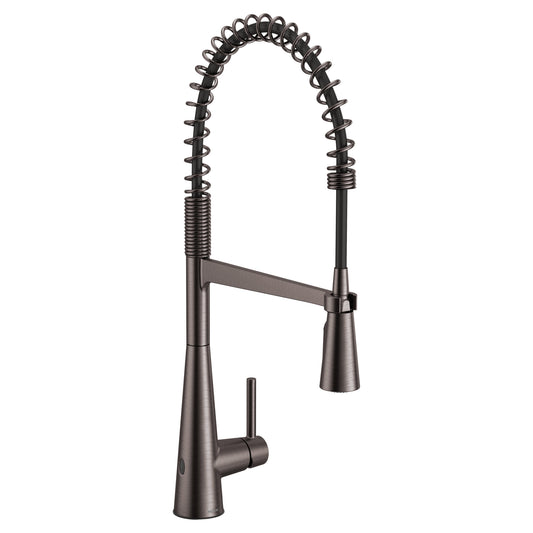 Moen SLEEK® Black Stainless hands-free pre-rinse spring kitchen faucet