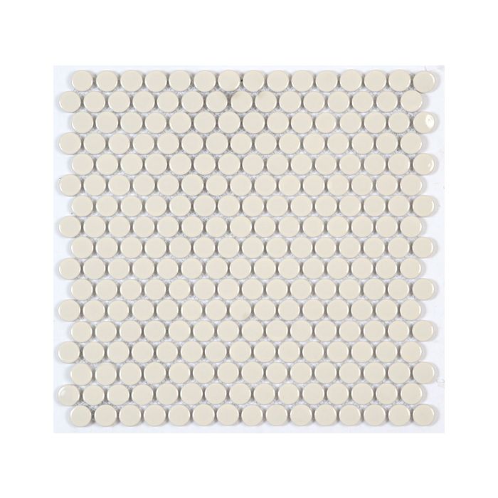 PENNY ROUND 3/4-inch Bone glossy mosaic floor / wall tile