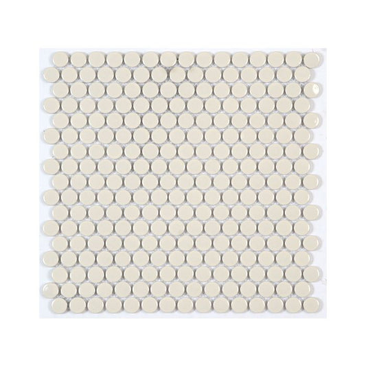 PENNY ROUND 3/4-inch Bone glossy mosaic floor / wall tile