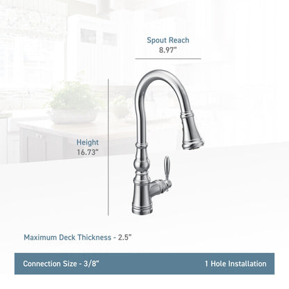 Moen WEYMOUTH Chrome pulldown kitchen faucet