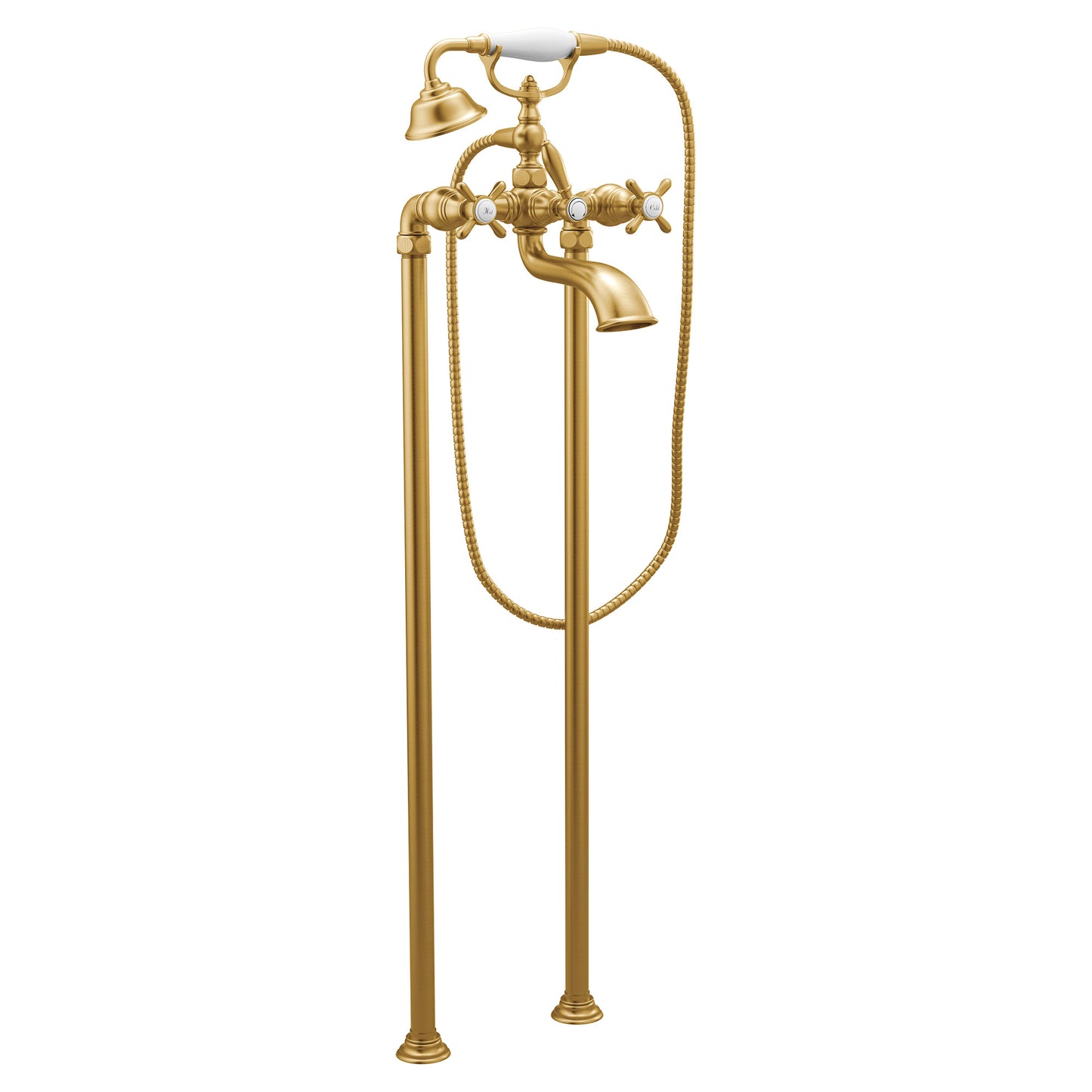 Moen WEYMOUTH® Brushed Gold wall mount or freestanding tub filler - X handle