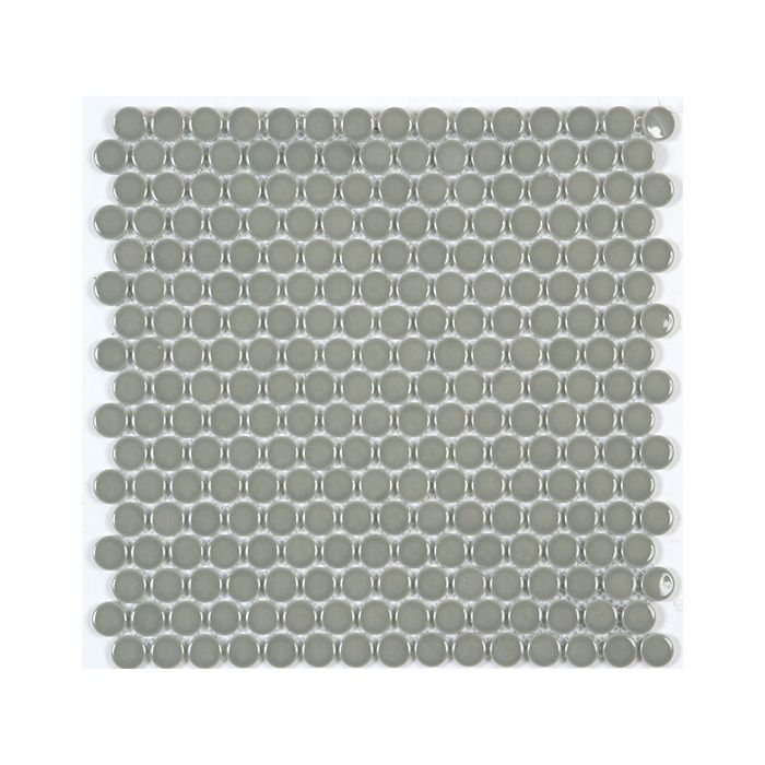 PENNY ROUND 3/4-inch Taupe glossy mosaic floor / wall tile