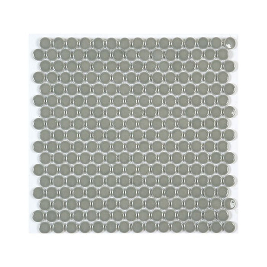 PENNY ROUND 3/4-inch Taupe glossy mosaic floor / wall tile