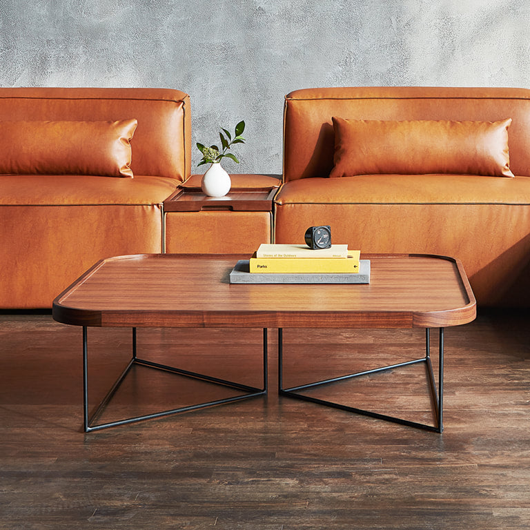 Gus* Modern PORTER Natural Walnut square coffee table