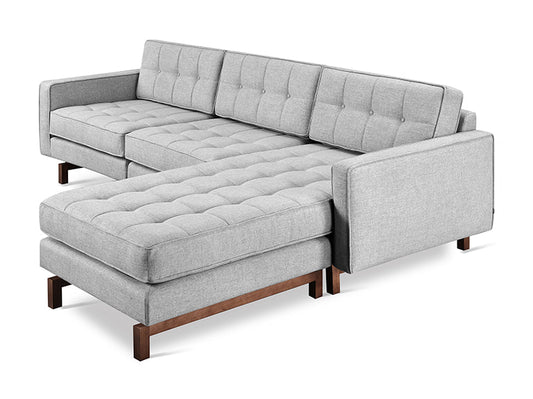 Gus* Modern JANE 2 Bayview Silver bi-sectional sofa with Walnut base