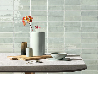 TBRICK/TINT Aquamarine 2 x 6.5 zellige style glossy ceramic wall tile