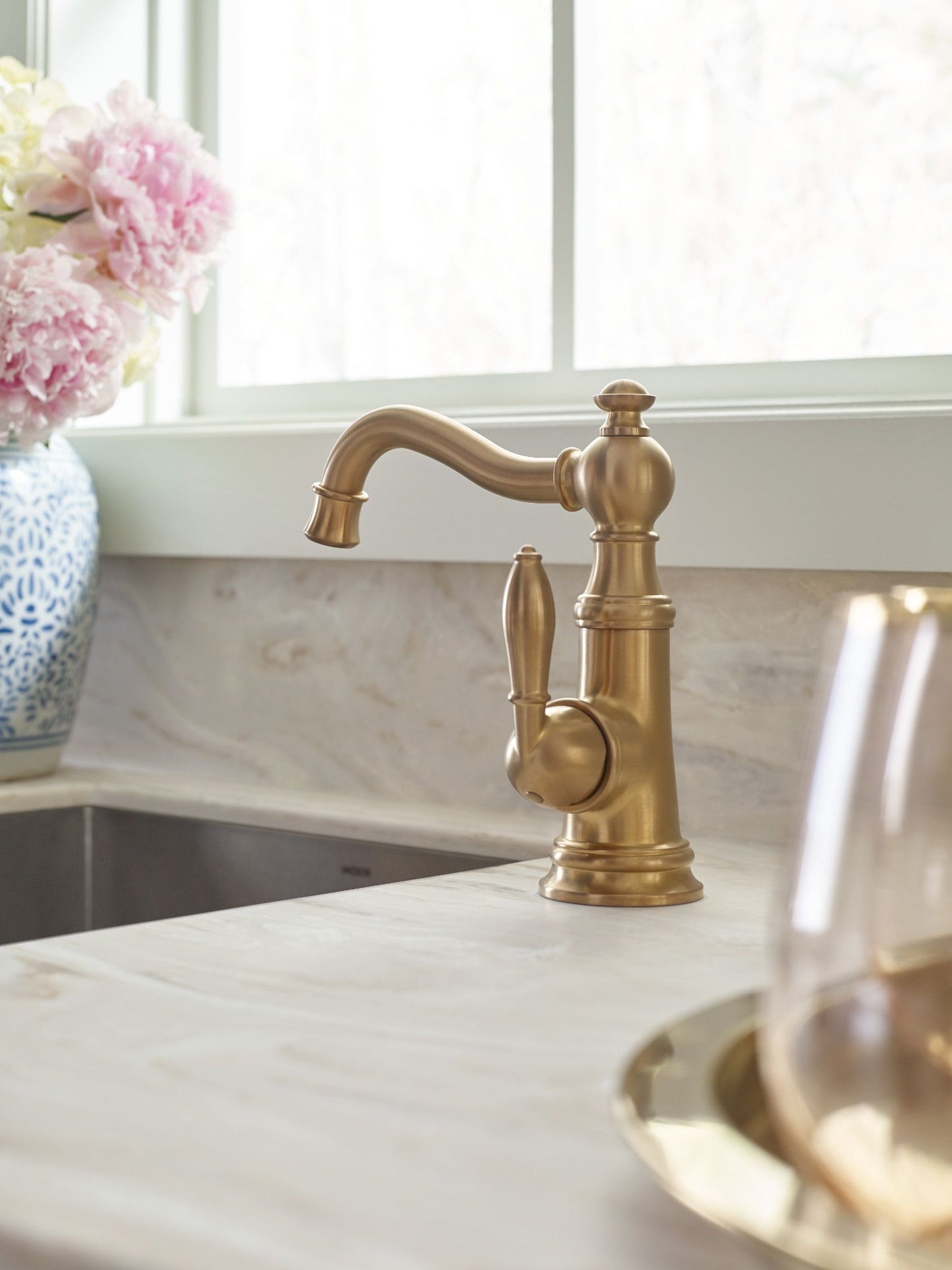 Moen WEYMOUTH® Brushed Gold bar faucet