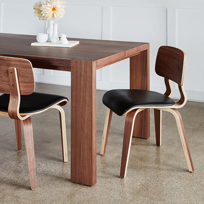 Gus* Modern CARDINAL walnut / black leather dining chair (set of two)