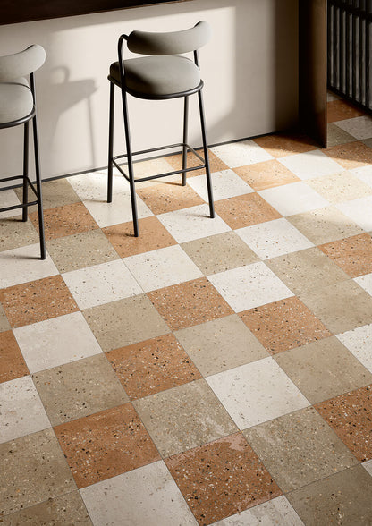 ALCHIMIA Argento 8 x 8 terrazzo style matte wall / floor tile
