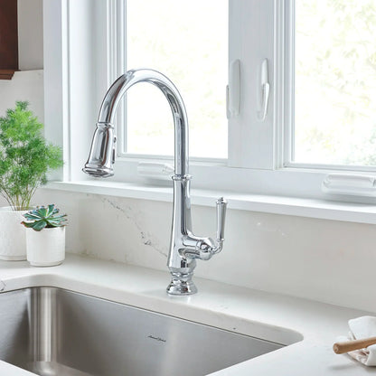 American Standard DELANCEY Brushed Cool Sunrise pull-down kitchen faucet