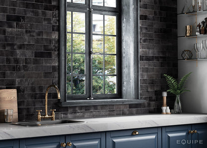 ARTISAN Graphite 2.5 x 8 glossy zellige style wall tile