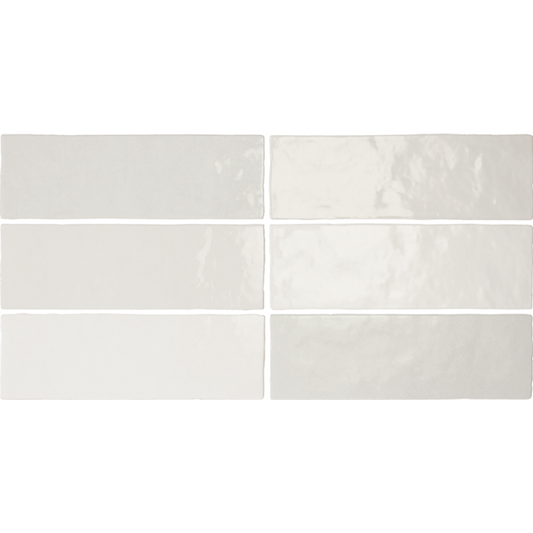 ARTISAN White 2.5 x 8 glossy zellige style wall tile