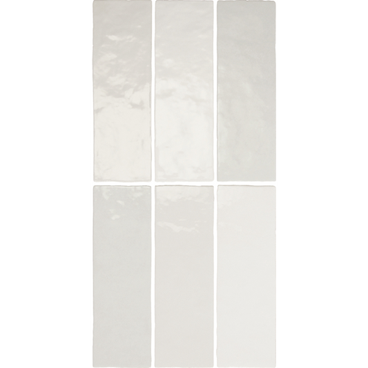 ARTISAN White 2.5 x 8 glossy zellige style wall tile