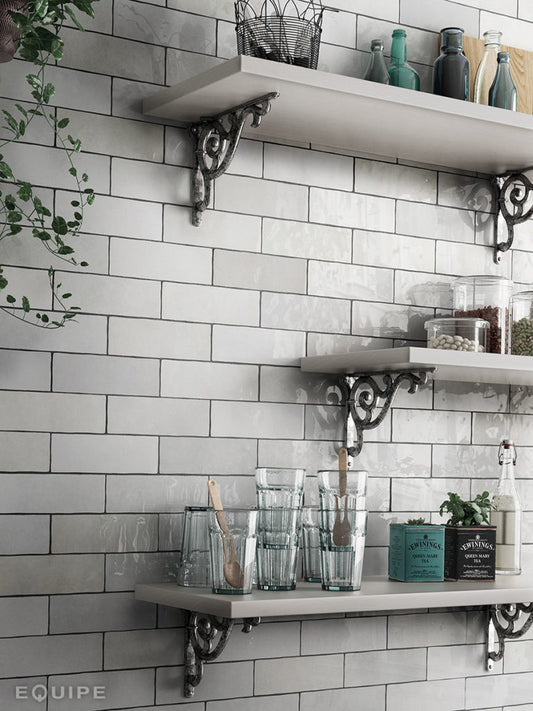 ARTISAN White 2.5 x 8 glossy zellige style wall tile